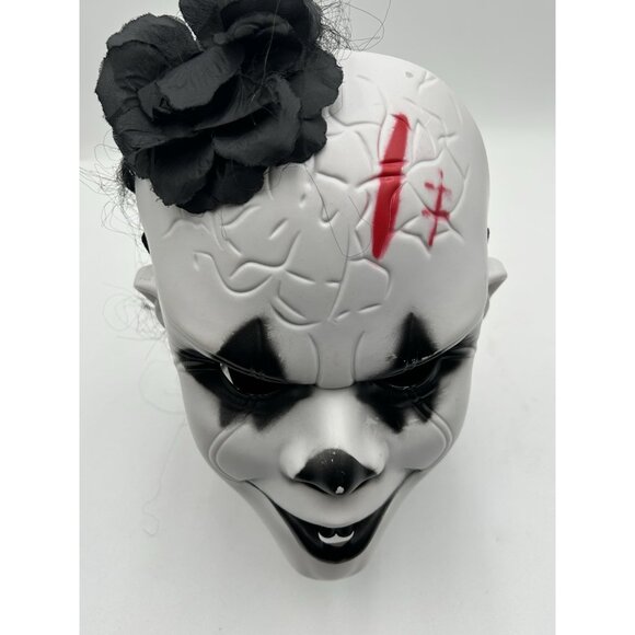 Halloween Scary Killer Clown Mask With Mini Flower Hat Adult Plastic Mask - Picture 3 of 7